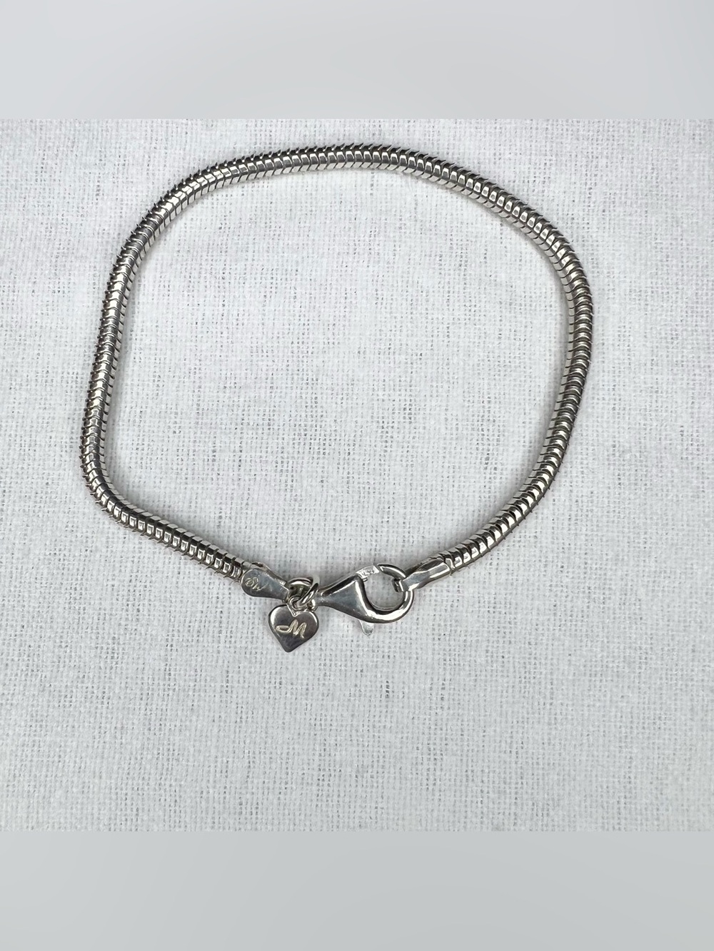 Michael Anthony Sterling Silver Italy 925 Snake Chain 7.5 Inch Charm Bracelet